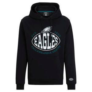 Philadelphia Eagles Black BOSS X Touchback Pullover Hoodie