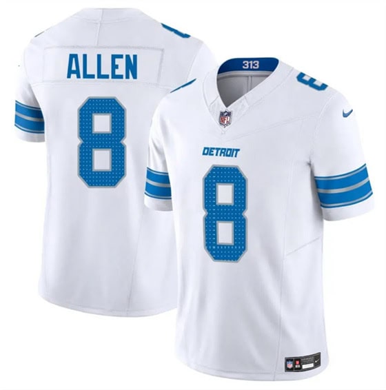 Detroit Lions #8 Kyle Allen White 2025 F.U.S.E. Vapor Limited Football Stitched Jersey