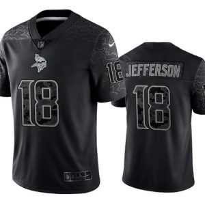 Minnesota Vikings #18 Justin Jefferson Black Reflective Limited Stitched Football Jersey