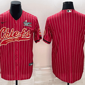 Kansas City Chiefs Blank Red With Super Bowl LVII Patch Cool Base Stitched Baseball Jersey