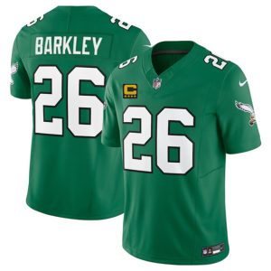 Philadelphia Eagles #26 Saquon Barkley Kelly Green 2025 F.U.S.E. With 4-Star C Patch Vapor Untouchable Limited Throwback Stitched Jersey