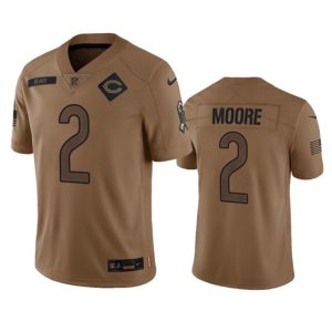 Chicago Bears #2 DJ Moore 2023 Brown Salute To Service Limited Stitched Jersey