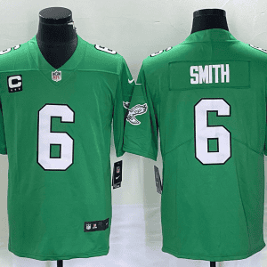 Philadelphia Eagles #6 DeVonta Smith Green Vapor Limited With C Patch Stitched Jersey