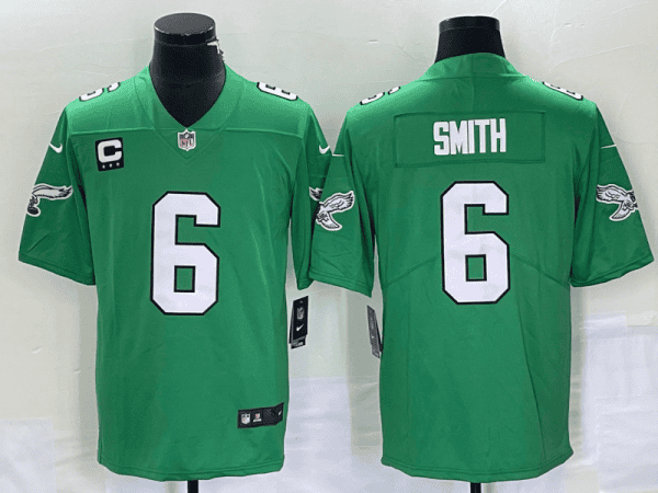 Philadelphia Eagles #6 DeVonta Smith Green Vapor Limited With C Patch Stitched Jersey