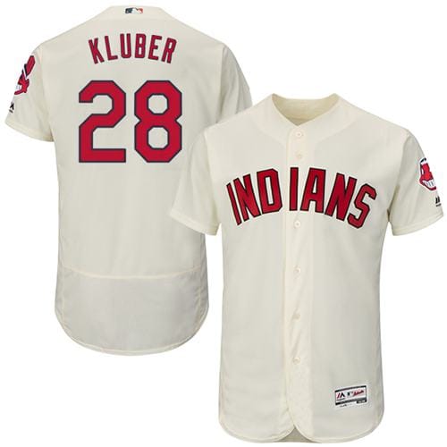 Indians #28 Corey Kluber Cream Flexbase Authentic Collection Stitched Jersey