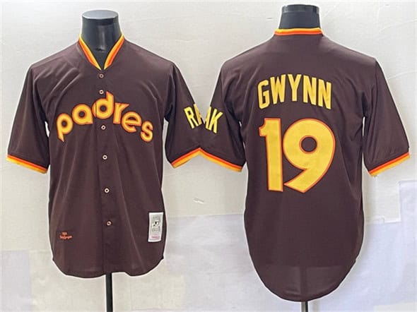 San Diego Padres #19 Tony Gwynn Brown Throwback Stitched Jersey
