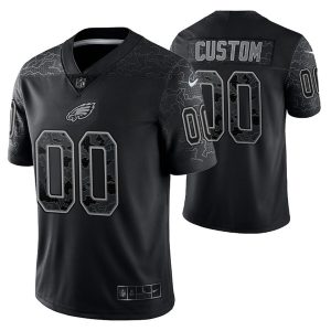 Philadelphia Eagles Customized Custom Black Reflective Limited Stitched Jersey