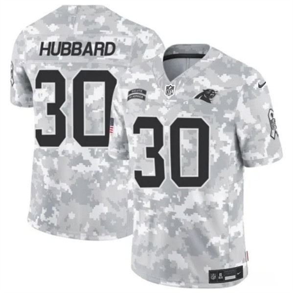 Carolina Panthers #30 Chuba Hubbard Arctic Camo 2024 F.U.S.E. Salute To Service Limited Stitched Jersey