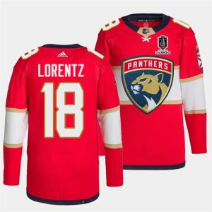 Florida Panthers #18 Steven Lorentz Red Home 2024 Stanley Cup Champions Stitched Jersey