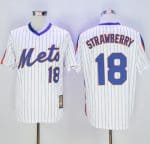Mitchell And Ness Mets #18 Darryl Strawberry Stitched White Blue Strip Throwback Jersey