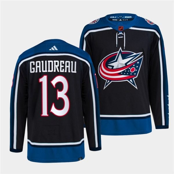 Columbus Blue Jackets #13 Johnny Gaudreau Navy 2022-23 Reverse Retro Stitched Jersey