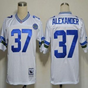 Mitchell And Ness Seahawks #37 Shaun Alexander White Stitched Throwback Jersey