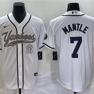 New York Yankees #7 Mickey Mantle White With Patch Cool Base Stitched Jersey