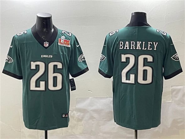 Philadelphia Eagles #26 Saquon Barkley Green 2025 Super Bowl LIX Patch New Vapor Untouchable Limited Stitched Jersey