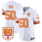Tampa Bay Buccaneers #50 Vita Vea White 2025 F.U.S.E. 50th Anniversary Patch Vapor Limited Football Stitched Jersey