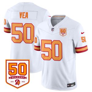 Tampa Bay Buccaneers #50 Vita Vea White 2025 F.U.S.E. 50th Anniversary Patch Vapor Limited Football Stitched Jersey
