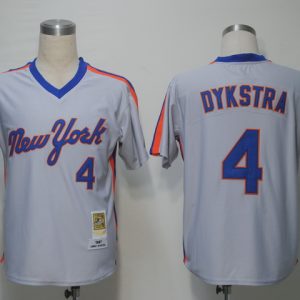 Mitchell And Ness Mets #4 Lenny Dykstra Grey Stitched Throwback Jersey