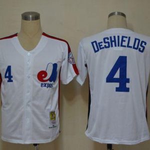 Mitchell And Ness Expos #4 Delino Deshields White Throwback Stitched Jersey