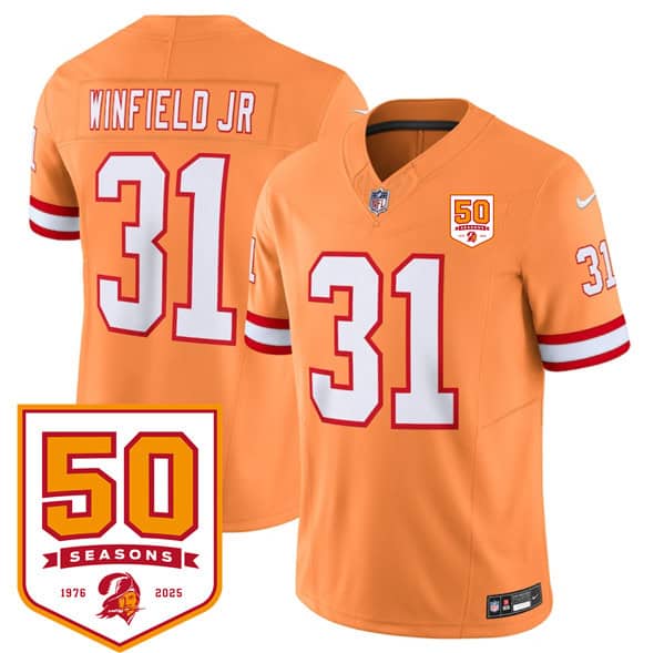 Tampa Bay Buccaneers #31 Antoine Winfield Jr. Orange 2025 F.U.S.E. 50th Anniversary Patch Vapor Untouchable Limited Football Stitched Jersey