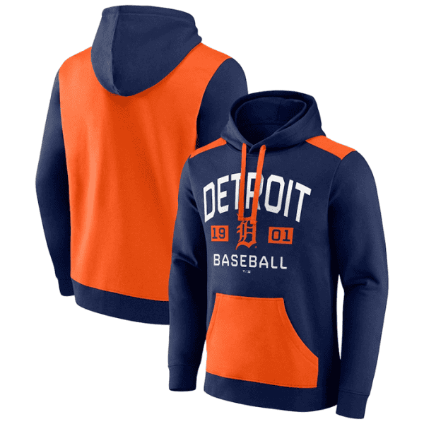 Detroit Tigers Navy Orange Chip In Pullover Hoodie