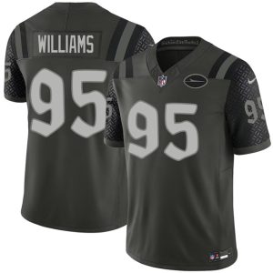 New York Jets #95 Quinnen Williams Black 2025 F.U.S.E. ¡°Rivalries¡± Vapor Limited Football Stitched Jersey