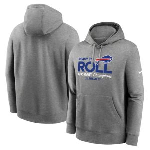 Buffalo Bills Heather Gray 2024 AFC East Division Champions Locker Room Trophy Collection Pullover Hoodie