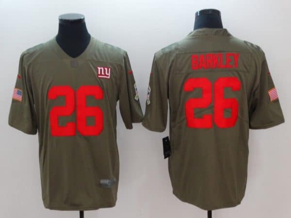 New York Giants #26 Saquon Barkley Nike Olive Color Rush Vapor Untouchable Limited Stitched Jersey