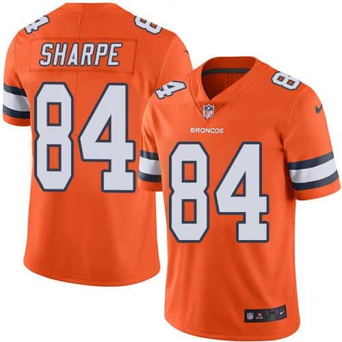 Broncos #84 Shannon Sharpe Orange Stitched Limited Rush Nike Jersey