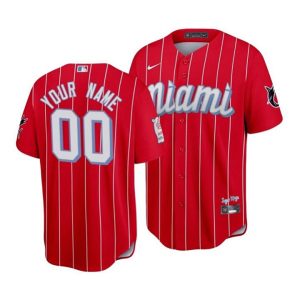 Miami Marlins Customized Red 2021 City Connect Cool Base Stitched MLB Jersey