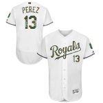 Royals #13 Salvador Perez White Flexbase Authentic Collection 2016 Memorial Day Stitched Jersey