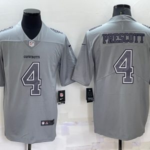 Dallas Cowboys #4 Dak Prescott Gray Atmosphere Fashion Stitched Jersey