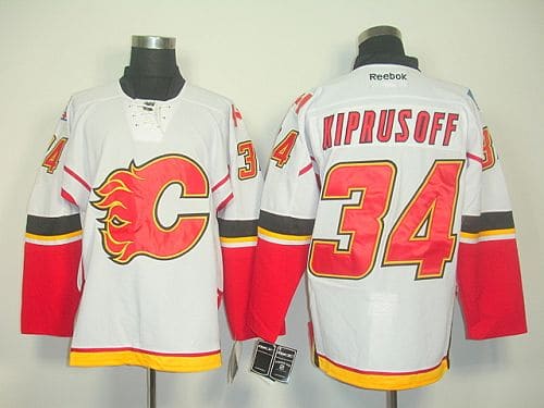 Flames #34 Miikka Kiprusoff Stitched White Jersey
