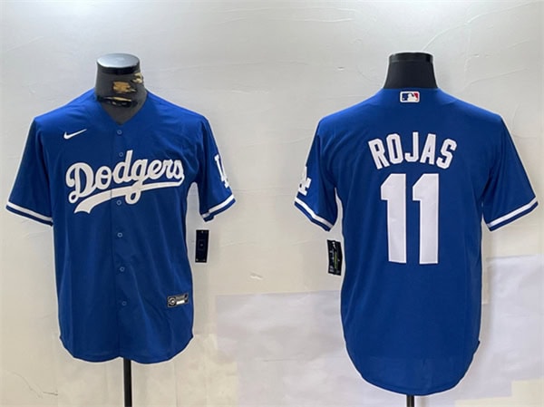 Los Angeles Dodgers #11 Miguel Rojas Royal Cool Base Stitched Jersey