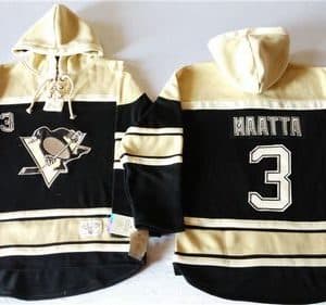 Penguins #3 Olli Maatta Black Sawyer Hooded Sweatshirt Stitched Jersey