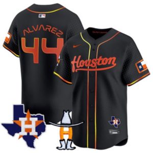 Houston Astros #44 Yordan Alvarez Black With Patch Cool Base Stitched Jersey