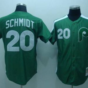 Mitchell And Ness Phillies #20 Mike Schmidt Stitched Green Throwback Jersey