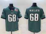 Philadelphia Eagles #68 Jordan Mailata Green 2025 Super Bowl LIX Patch New Vapor Untouchable Limited Stitched Jersey