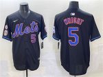 New York Mets #5 David Wright Black With Patch Limited Stitched Jersey