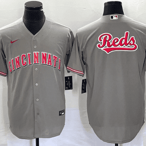Cincinnati Reds Gray Team Big Logo Cool Base Stitched Jersey
