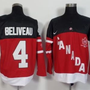 Olympic CA. #4 Jean Beliveau Red 100th Anniversary Stitched Jersey