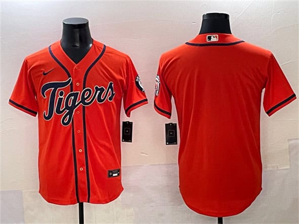 Detroit Tigers Blank Orange With Patch Cool Base Stitched Jersey