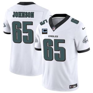 Philadelphia Eagles #65 Lane Johnson White 2025 F.U.S.E. With 4-Star C Patch Vapor Untouchable Limited Stitched Jersey
