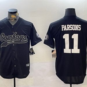 Dallas Cowboys #11 Micah Parsons Black With Patch Cool Base Stitched Jersey