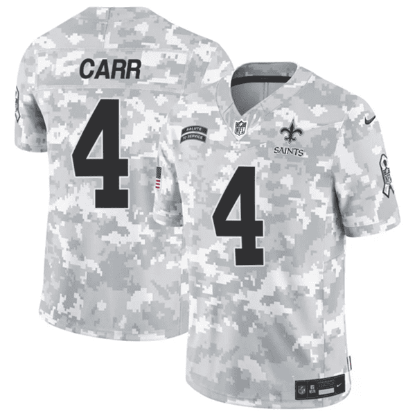 New Orleans Saints #4 Derek Carr Arctic Camo 2024 F.U.S.E. Salute To Service Limited Stitched Jersey