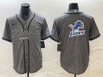 Detroit Lions Gray Team Big Logo Cool Base Stitched Jersey