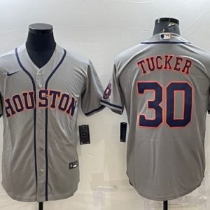 Houston Astros #30 Kyle Tucker Gray With Patch Cool Base Stitched Jersey