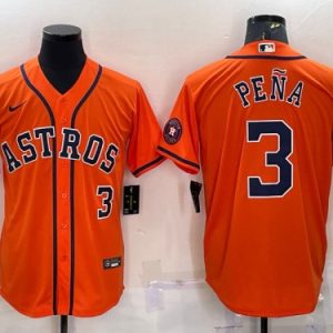 Houston Astros #3 Jeremy Pena Orange With Patch Cool Base Stitched Jersey