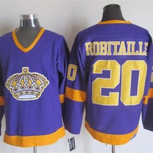 Kings #20 Luc Robitaille Purple Yellow CCM Throwback Stitched Jersey