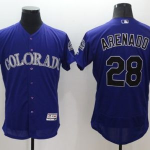 Rockies #28 Nolan Arenado Purple Flexbase Authentic Collection Stitched Jersey