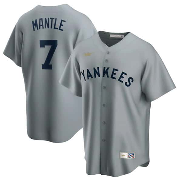 New York Yankees #7 Mickey Mantle Gray Cool Base Stitched Jersey